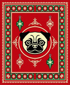 Red Pug Face Ornament Festive Rug