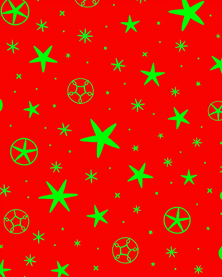 Bright Red Green Starburst Scatter Rug