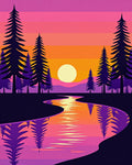Vibrant Sunset Lake Trees Reflection Rug