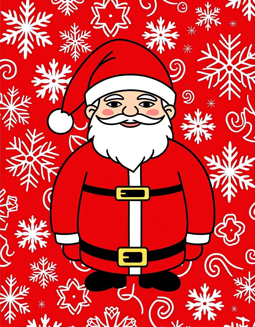 Classic Red Santa Claus Snowflakes Rug