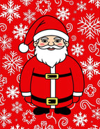 Classic Red Santa Claus Snowflakes Rug