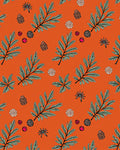 Orange Fern and Cone Botanical Arrangement Rug