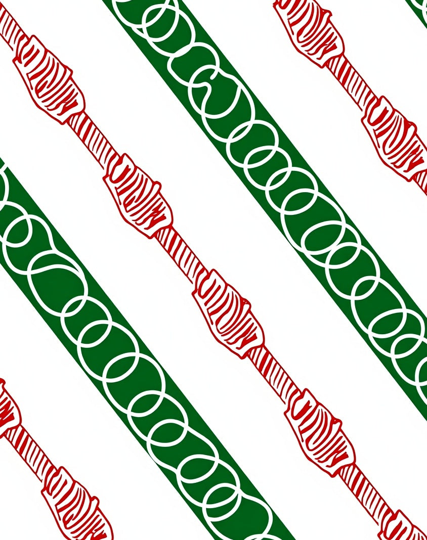 Red Green Diagonal Chain Link Rug