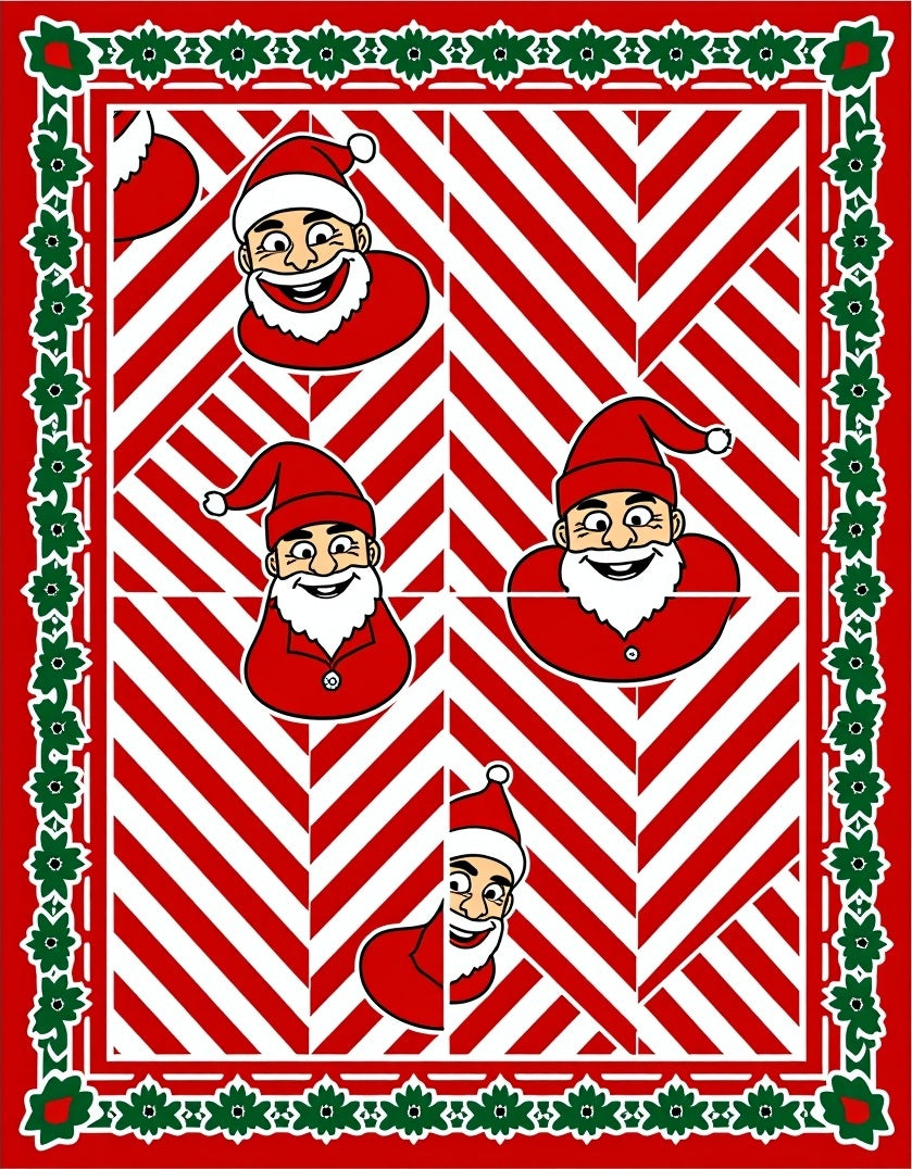 Cheery red Santa claus holiday border Rug