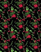 Red Berry Green Foliage Branches Rug