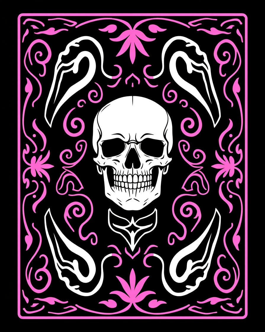 Pink Skull And Flamingo Art Rug