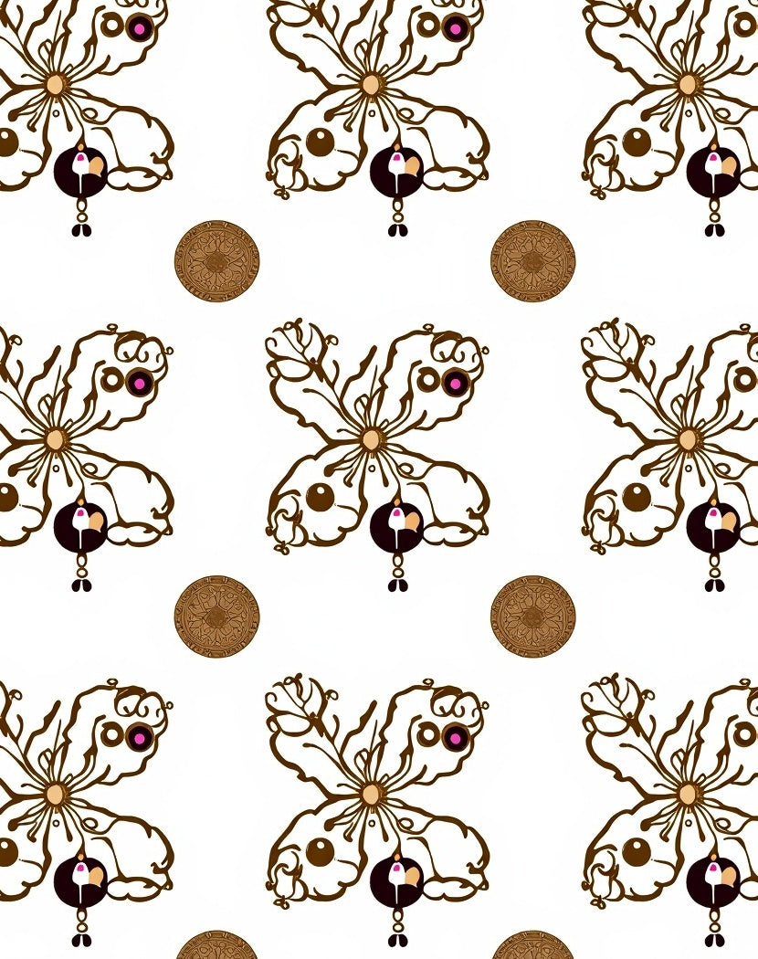 Ornate Brown Butterfly Medallion Rug