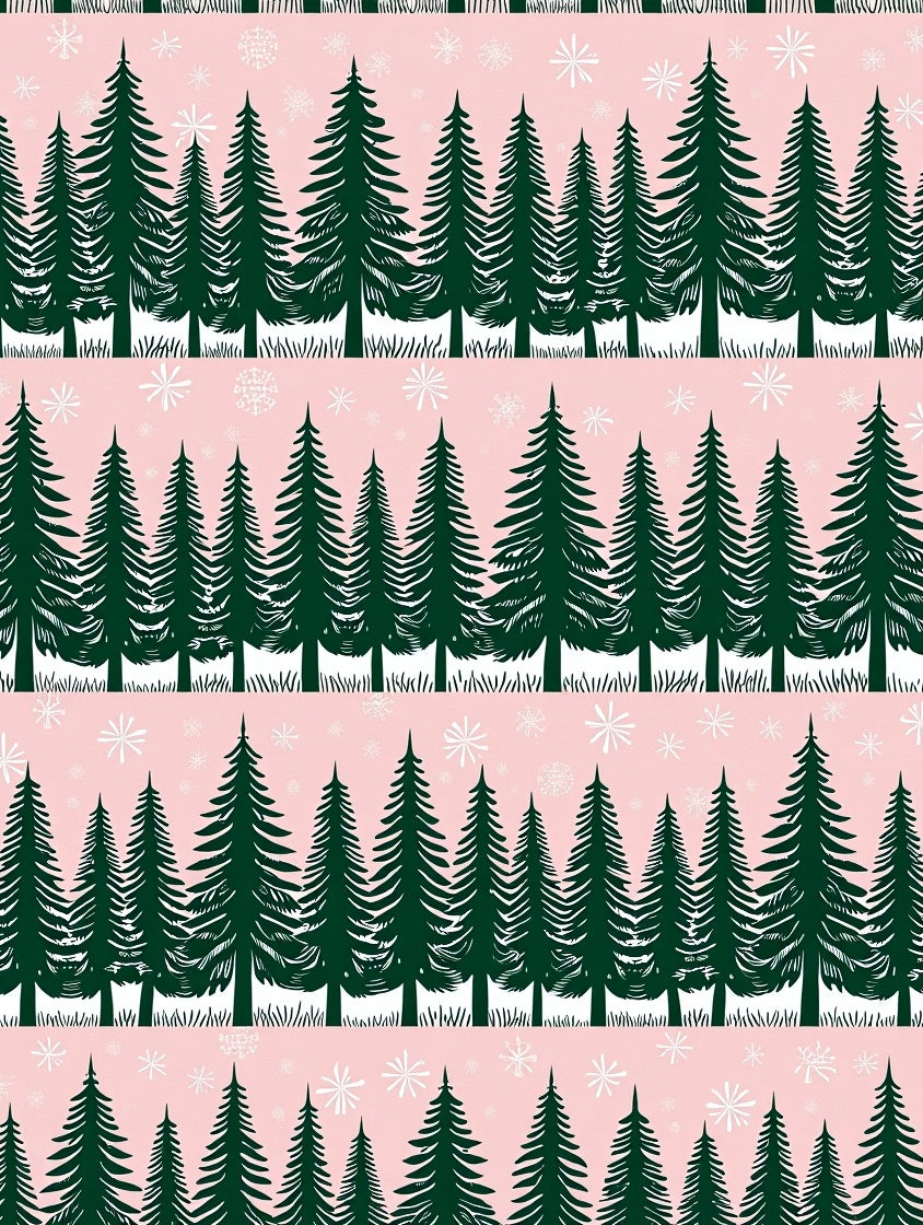 Pink Forest Trees Snowflakes Repeat Rug