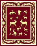 Crimson Deer Ensemble Ornate Border Rug