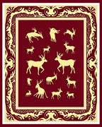 Crimson Deer Ensemble Ornate Border Rug