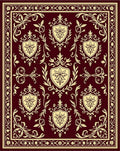 Burgundy Cream Crested Floral Vine Rug