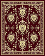 Burgundy Cream Crested Floral Vine Rug