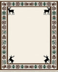 Rustic Brown Deer Floral Border Rug
