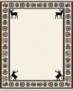 Rustic Brown Deer Floral Border Rug