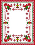 Festive Red Green Elf Snowflake Border Rug