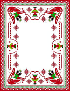 Festive Red Green Elf Snowflake Border Rug