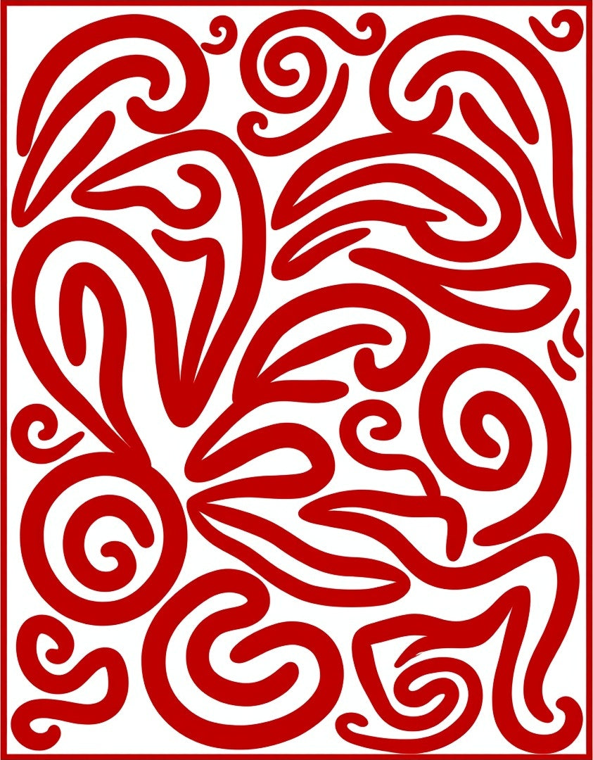 Chic Red Swirl Abstract Rug