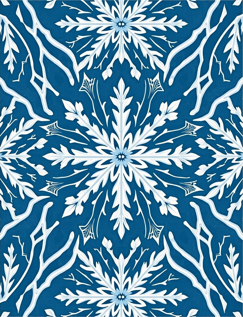 Deep Blue White Floral Medallion Rug