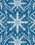 Deep Blue White Floral Medallion Rug