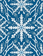 Deep Blue White Floral Medallion Rug