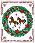 Brown Horses Festive Wreath Red Elements Rug