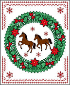 Brown Horses Festive Wreath Red Elements Rug