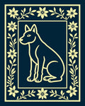 Golden Canine Floral Border Rug