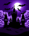 Purple Spooky Castle Bats Night Rug