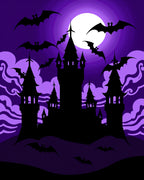 Purple Spooky Castle Bats Night Rug