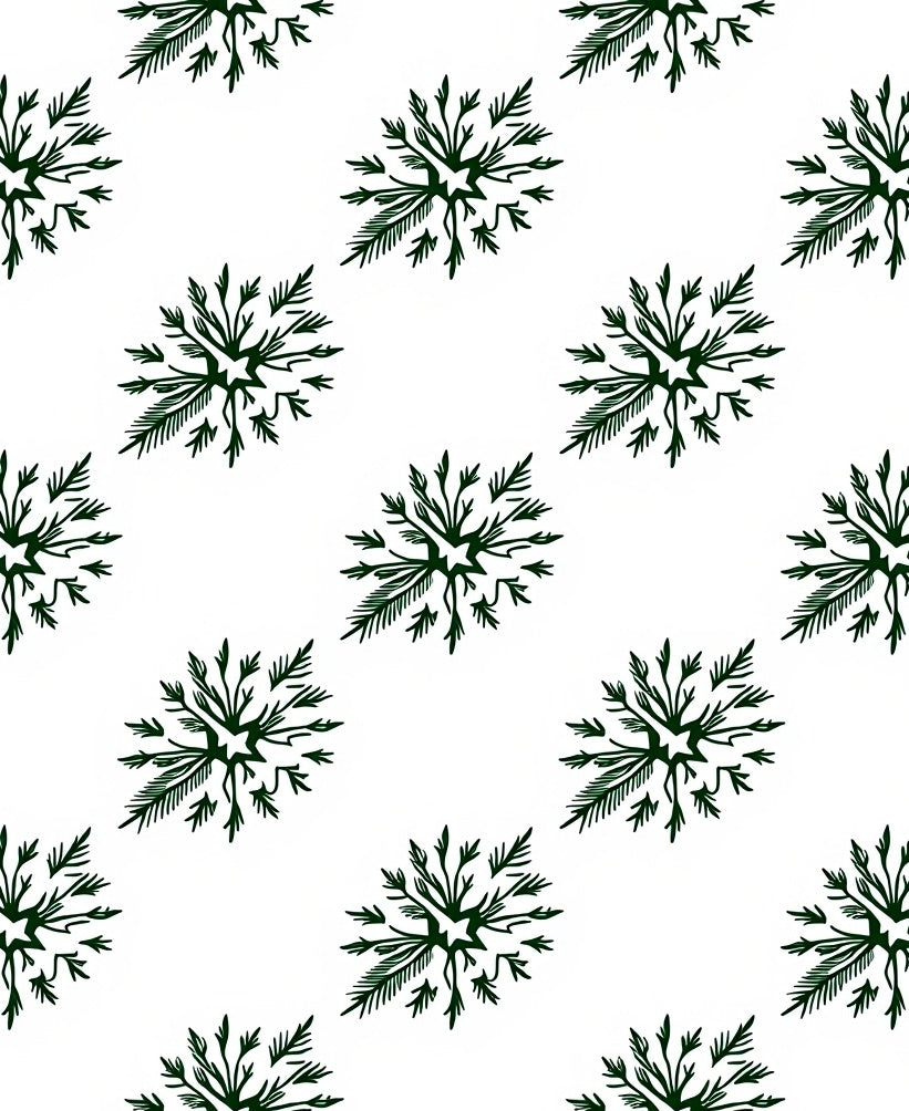 Dark Green Herbal Starburst Arrangement Rug