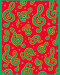 Red Green Treble Clef Music Collage Rug