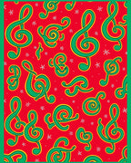 Red Green Treble Clef Music Collage Rug