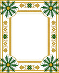 Golden Green Foliage Corner Medallion Rug