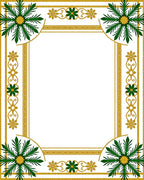Golden Green Foliage Corner Medallion Rug