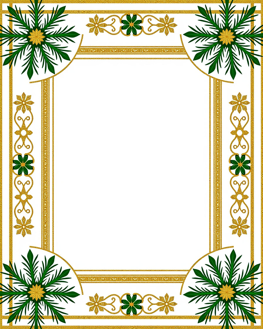 Golden Green Foliage Corner Medallion Rug