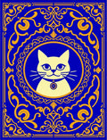 Aesthetic Blue Yellow Feline Medallion Rug