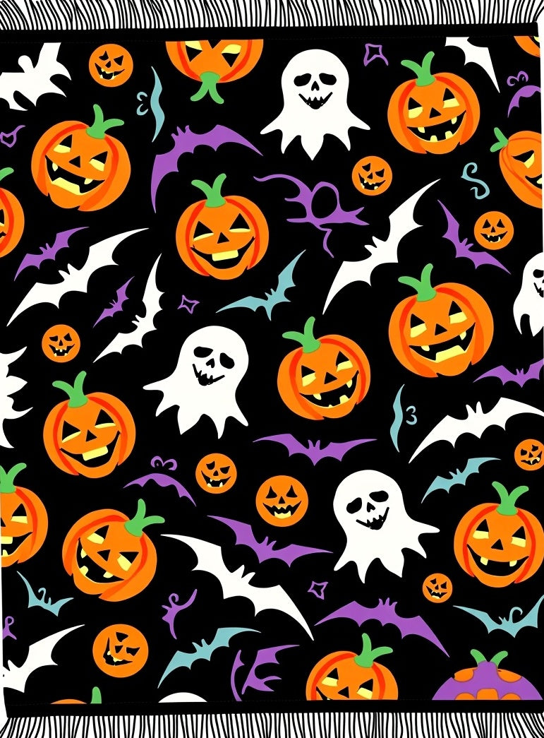 Spooky Jack-o'-lantern Ghost Bat Collage Rug