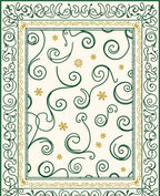 Green Gold Swirl Floral Border Cream Rug