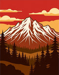 Crimson Sunset Mountain Pine Forest Rug