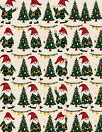 Festive Gnome And Christmas Tree Repeat Rug
