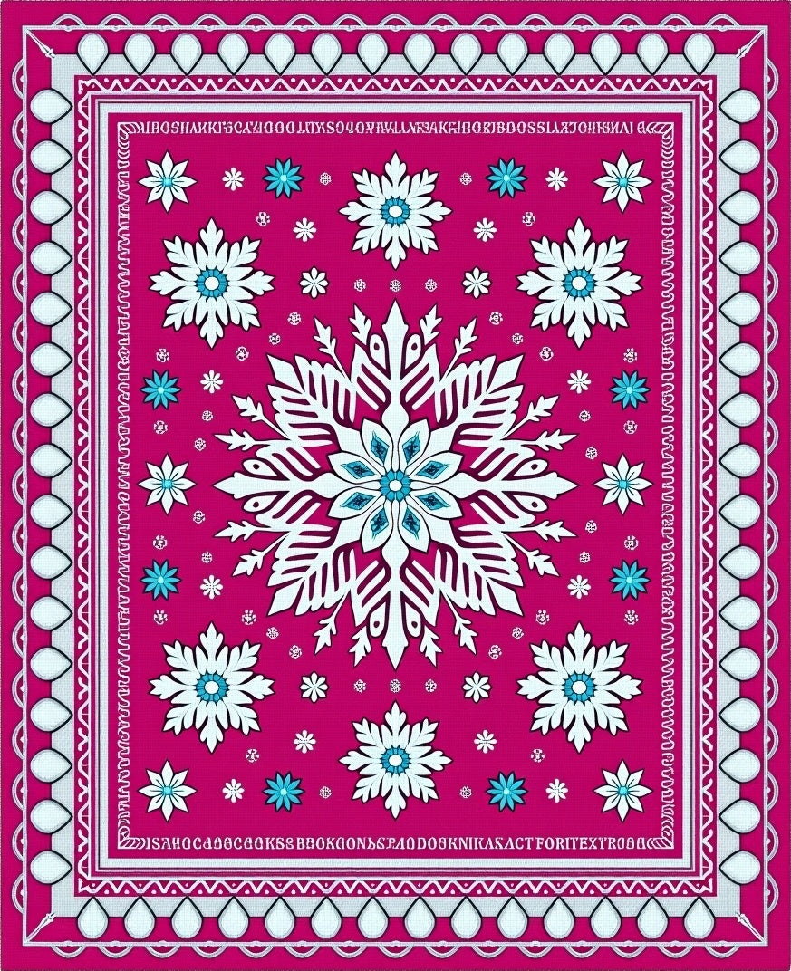 Charming Pink Snowflake Medallion Rug