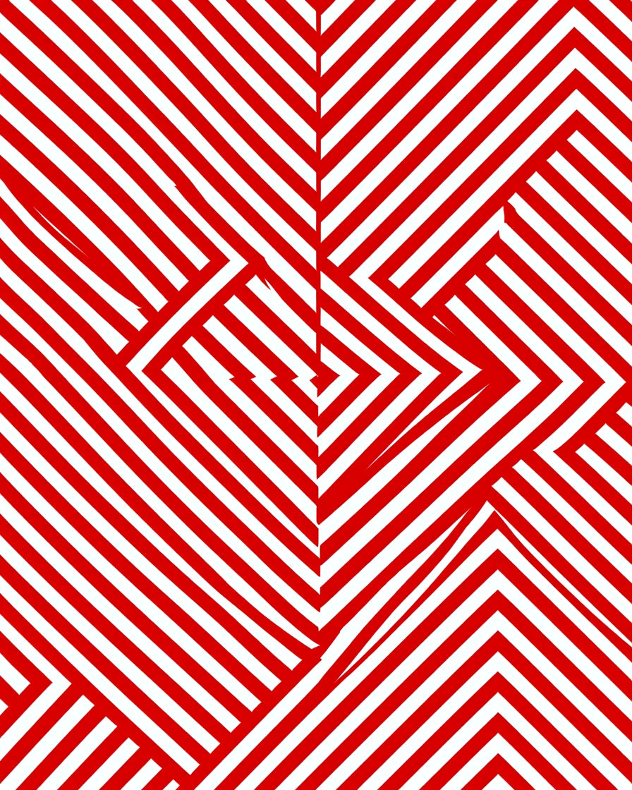 Loud Red White Angular Chevron Rug