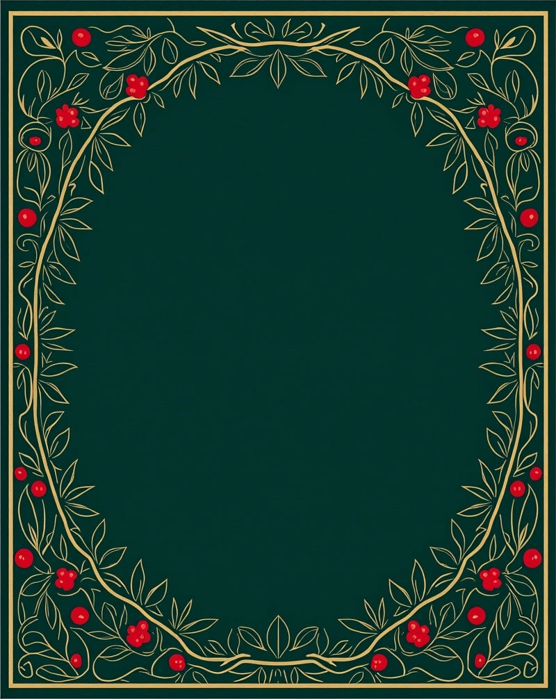 Golden Red Berry Vine Border Rug