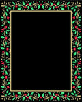 Red Berry Green Leaf Gold Vine Border Rug