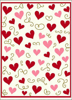 Vibrant Red Pink Heart Swirls Rug