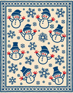 Happy Snowmen and Snowflakes Cream Rug