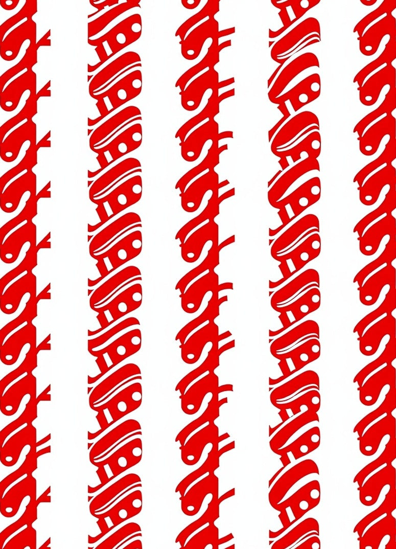 Bold Red Stripe Swirl Runner Rug