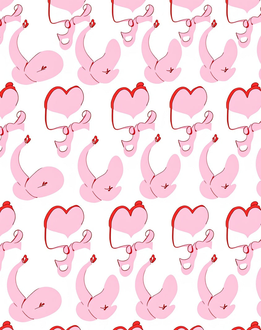 Pink Heart Swan Swirl Repeat Rug