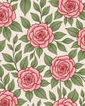 Pink Rose Garden Botanical Motif Rug