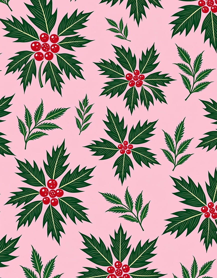 Pink Holly Berry Garland Rug